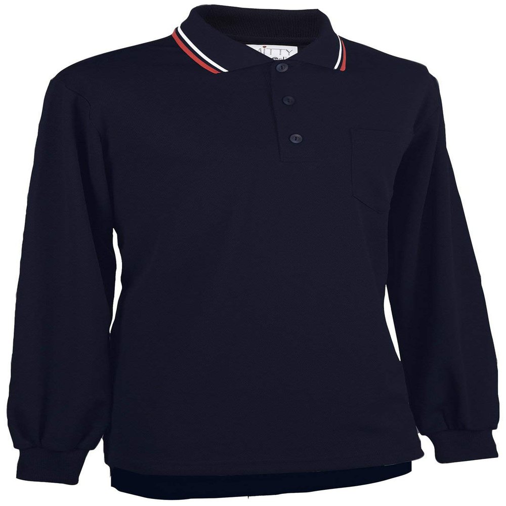 Smitty | BBS-301 | Major League Style Long Sleeve Performance Mesh Umpire Shirt | Accommodate Chest Protector | Baseball Softball | Umpire's Choice! (Navy with Red, White & Blue Trim, 3XL)