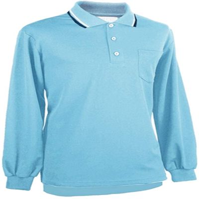 Smitty | BBS-301 | Major League Style Long Sleeve Performance Mesh Umpire Shirt | Accommodate Chest Protector | Baseball Softball | Umpire's Choice! (Powder Blue with Navy & White Trim, Medium)