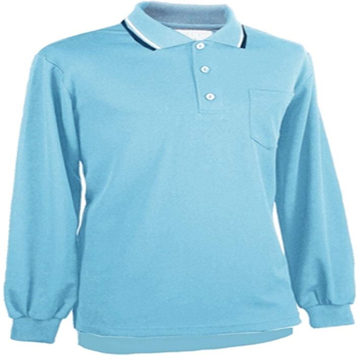 Smitty | BBS-301 | Major League Style Long Sleeve Performance Mesh Umpire Shirt | Accommodate Chest Protector | Baseball Softball | Umpire's Choice! (Powder Blue with Navy & White Trim, Medium)
