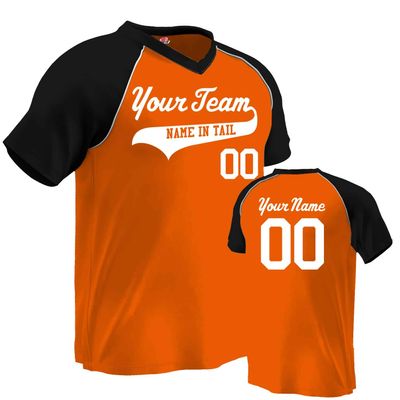 Custom Baseball Jersey V-Neck Major Team| Orange and Black | Adult Small