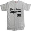Custom Short Sleeve Pinstripe Baseball Jersey 6 Button | Gray and Navy | Adult Med view 1