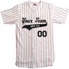 Custom Short Sleeve Pinstripe Baseball Jersey 6 Button | White and Scarlet | Adult Large view 1