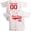Custom Short Sleeve Pinstripe Baseball Jersey 6 Button | White and Scarlet | Adult Large view 2