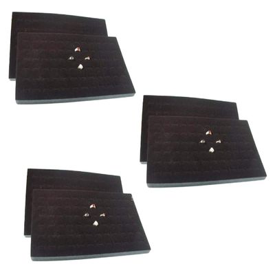 888 Display USA 6 Pcs 72 Slot Black Jewelry Travel Ring Inserts Display Pads (Black, 6)
