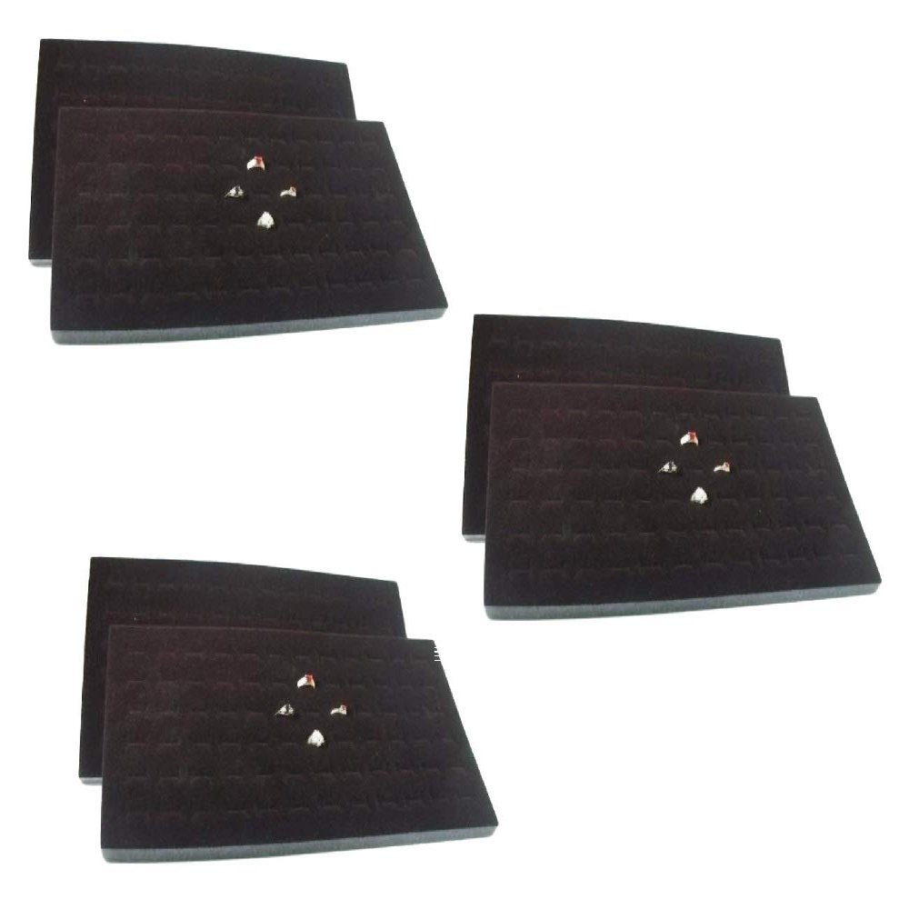 888 Display USA 6 Pcs 72 Slot Black Jewelry Travel Ring Inserts Display Pads (Black, 6)