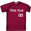 2 Button Solid Color Basic Team Name Baseball Jersey| Cardinal | Adult XL view 1