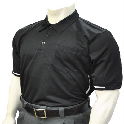 Smitty | BBS-310 | MLB Major League Style Short Sleeve with Piping | Made to Accommodate Chest Protector | Baseball Softball | Umpire's Choice! (Black with White Piping, XL)