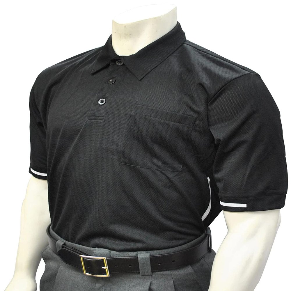 Smitty | BBS-310 | MLB Major League Style Short Sleeve with Piping | Made to Accommodate Chest Protector | Baseball Softball | Umpire's Choice! (Black with White Piping, XL)