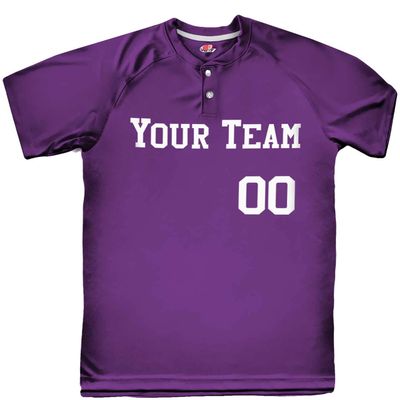 2 Button Solid Color Basic Team Name Baseball Jersey| Purple | Adult 4X-Large