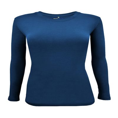 Natural Uniforms Women's Under Scrub Tee Crew Neck Long Sleeve T-Shirt (True Navy Blue, X-Small)