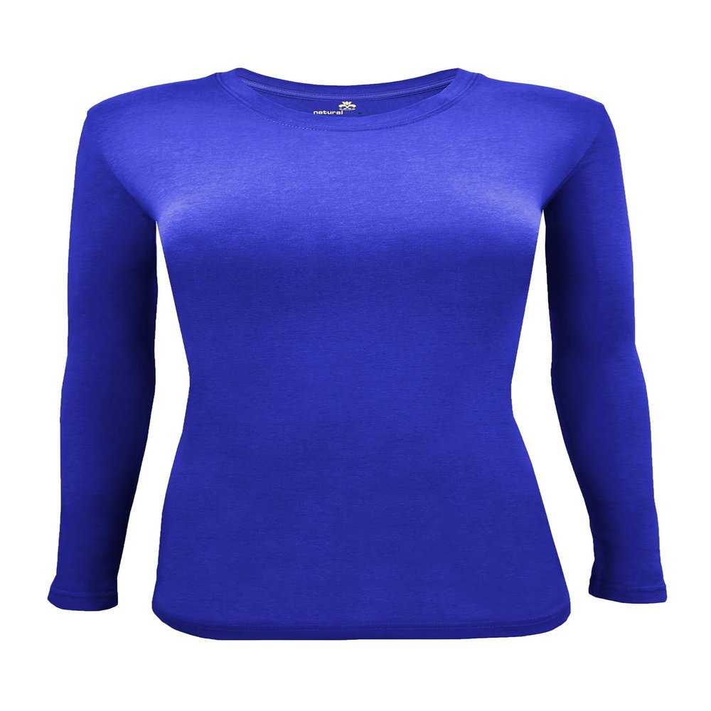 Natural Uniforms Women's Under Scrub Tee Crew Neck Long Sleeve T-Shirt (True Royal Blue, Small)