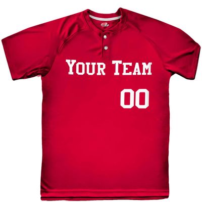 HARDKOR SPORTS 2 Button Solid Color Basic Team Name Baseball Jersey| Scarlet | Adult Small