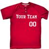 HARDKOR SPORTS 2 Button Solid Color Basic Team Name Baseball Jersey| Scarlet | Adult Small view 1
