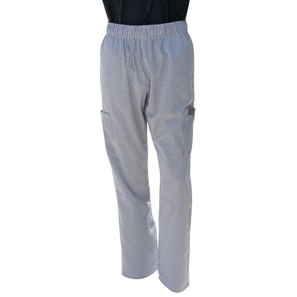 Chef Code Modern Fit Unisex Cargo Chef Pants, Elastic Waist CC220 (Houndstooth, 3XL)