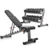 XMARK 10-50 lb Dumbbells Weight Set with Storage Rack, 7 Pair (10 lb to 50 lb) of Hex Dumbbell with Dumbbell Rack and Adjustable Weight Bench view 1