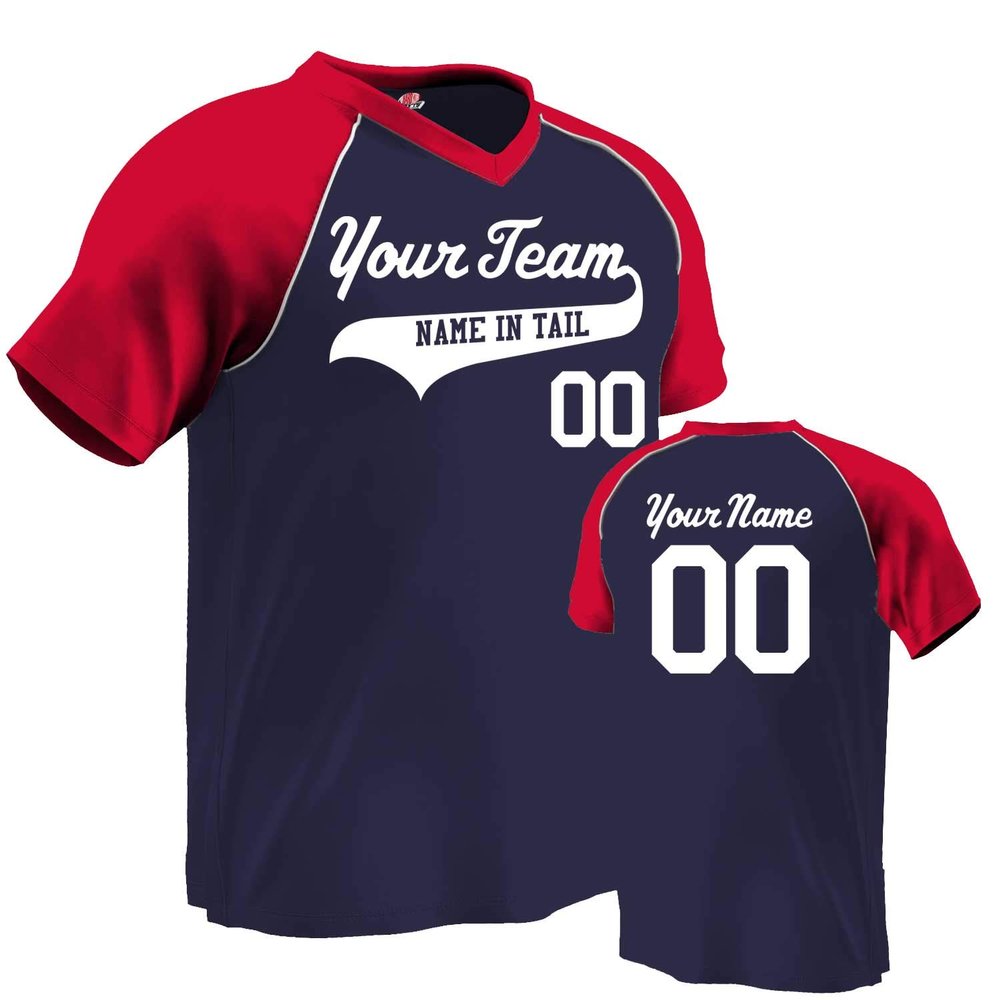 Custom Baseball Jersey V-Neck Major Team| Navy and Scarlet | Adult Small