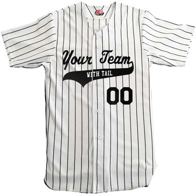 Custom Short Sleeve Pinstripe Baseball Jersey 6 Button | White and Black | Adult 3X-Large