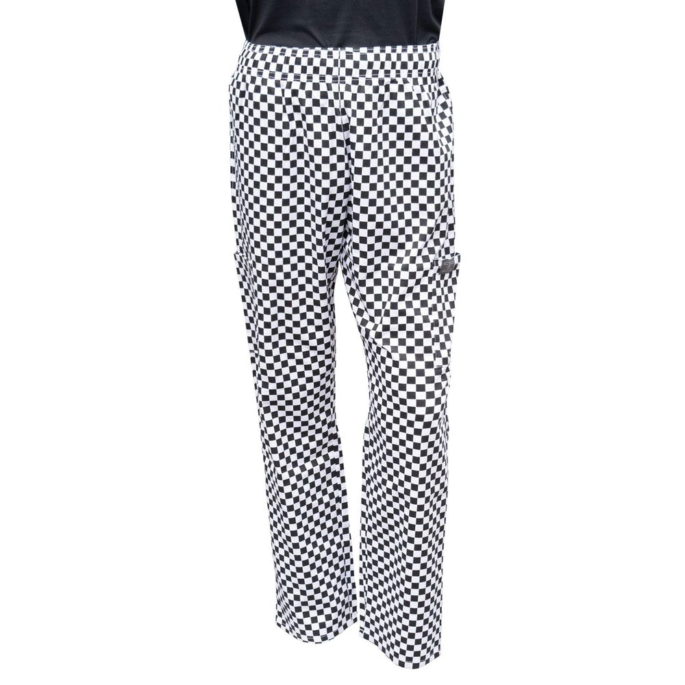 Chef Code Modern Fit Unisex Cargo Chef Pants, Elastic Waist CC220 (Checkered White, 5XL)