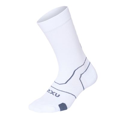 2XU Unisex Vectr Cushion Crew Socks - Sports Performance Socks - White/Grey - Size Large (Men's Size 9-12, Women's Size 10-13.5)