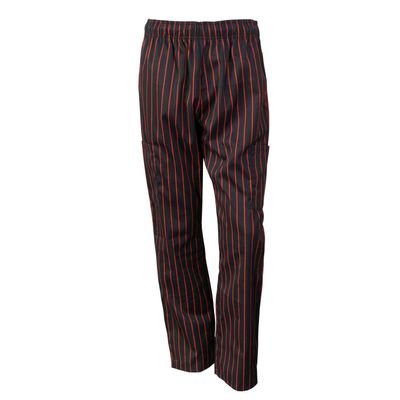 Chef Code Modern Fit Unisex Cargo Chef Pants, Elastic Waist CC220 (Chalkstripe Red, M)