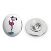 Cool Simple Pink Flamingo Cartoon Round Metal 0.75" Lapel Pin Hat Shirt Pin Tie Tack Pinback view 1