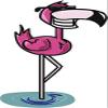 Cool Simple Pink Flamingo Cartoon Round Metal 0.75" Lapel Pin Hat Shirt Pin Tie Tack Pinback view 2