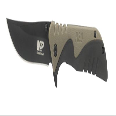 Smith & Wesson M&P 7.75in High Carbon S.S. Ultra-Glide Folding Knife with 3.5in Clip Point Blade and Overmold Handle for Outdoor Survival, Camping and EDC