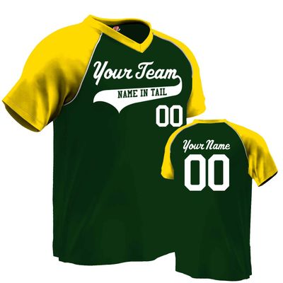 Custom Baseball Jersey V-Neck Major Team| Forest Green and Gold | Adult Med
