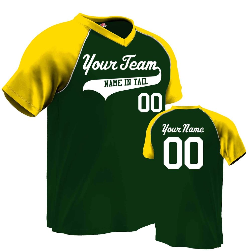 Custom Baseball Jersey V-Neck Major Team| Forest Green and Gold | Adult Med