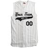 Custom Pinstripe Sleeveless Baseball Jersey 6 Button, White, Navy, Adult 3XL view 1