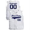 Custom Pinstripe Sleeveless Baseball Jersey 6 Button, White, Navy, Adult 3XL view 2