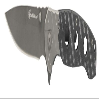 Smith & Wesson 7.75in Ti-Nitride, High Carbon S.S. Folding Knife with 3.25in Drop Point Blade and G10 Aluminum Handle for Outdoor Survival, Camping and EDC,Grey