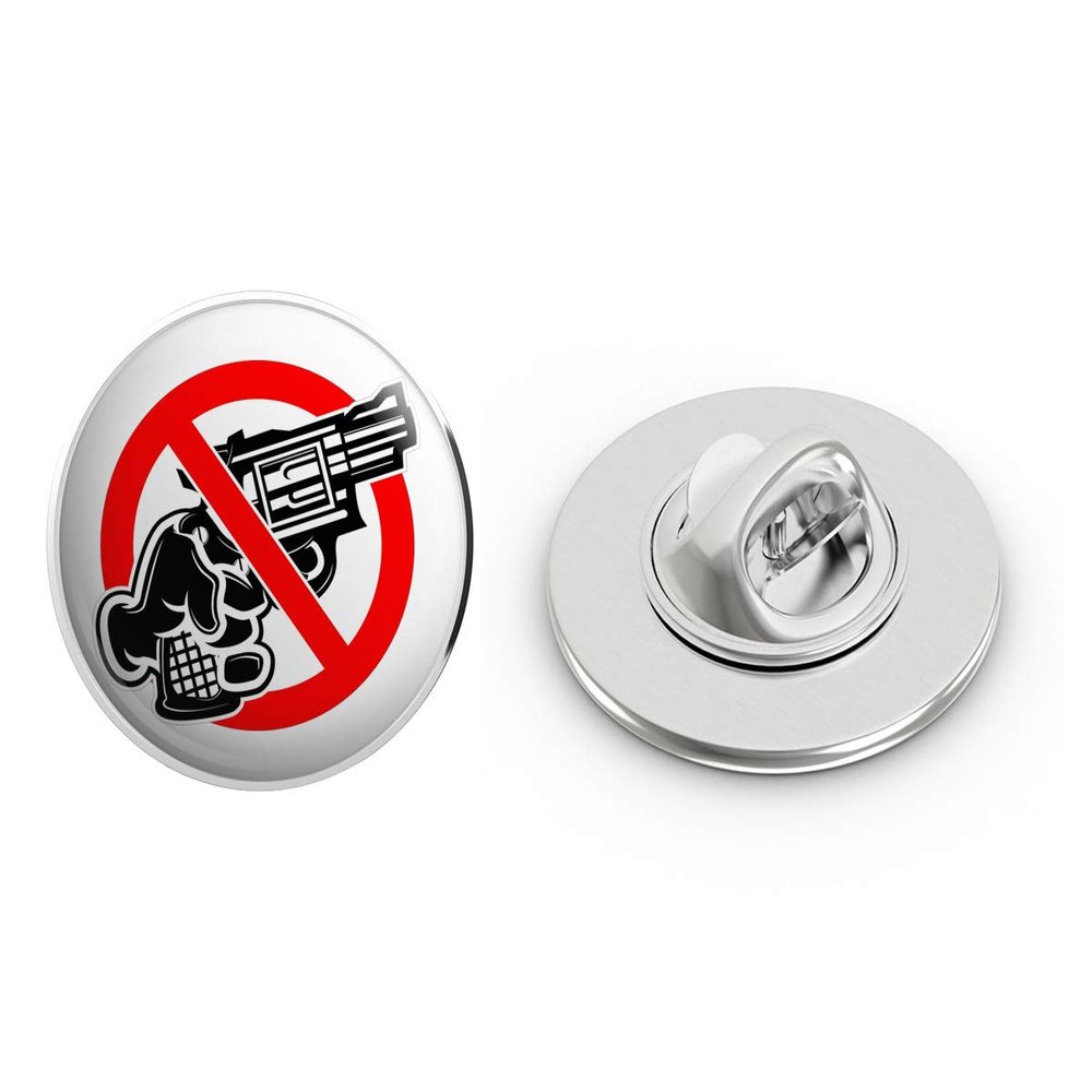 Anti Gun Violence Real Men Use Fist Logo Design Round Metal 0.75" Lapel Pin Hat Shirt Pin Tie Tack Pinback