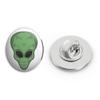 Cool Weird Extra Terrestrial Alien Head Cartoon Round Metal 0.75" Lapel Pin Hat Shirt Pin Tie Tack Pinback view 1