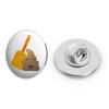 Funny Silly Smiling Poop with Pooper Scooper, Simple Round Metal 0.75" Lapel Pin Hat Shirt Pin Tie Tack Pinback view 1