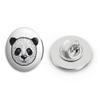 Simple Black White Cute Panda Bear, Panda Head Round Metal 0.75" Lapel Pin Hat Shirt Pin Tie Tack Pinback view 1