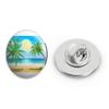Beautiful Coconut Palm Trees in Tropic Ocean Round Metal 0.75" Lapel Pin Hat Shirt Pin Tie Tack Pinback view 1