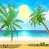 Beautiful Coconut Palm Trees in Tropic Ocean Round Metal 0.75" Lapel Pin Hat Shirt Pin Tie Tack Pinback view 2