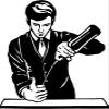 Black and White Cool Dapper Fancy Bartender Cartoon Round Metal 0.75" Lapel Pin Hat Shirt Pin Tie Tack Pinback view 2