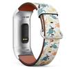 Compatible with Fitbit Charge 3 - Replacement Accessory Leather Band Strap Bracelet Wristbands with Adapters (Turtles Silhouette) view 1