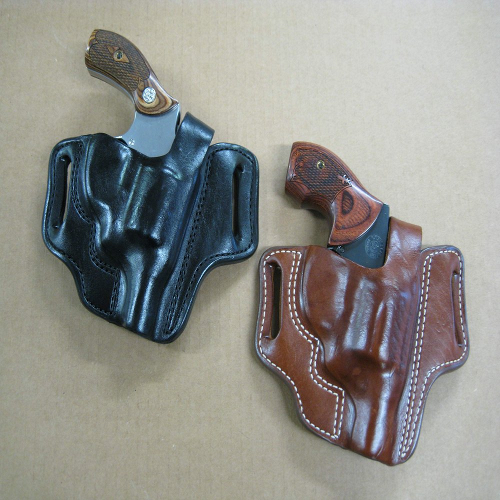 Azula Gun Holsters Leather 2 Slot Molded Thumb Break Pancake Leather Revolver Holster for S&W N Fame 3" Barrel Revolver Black