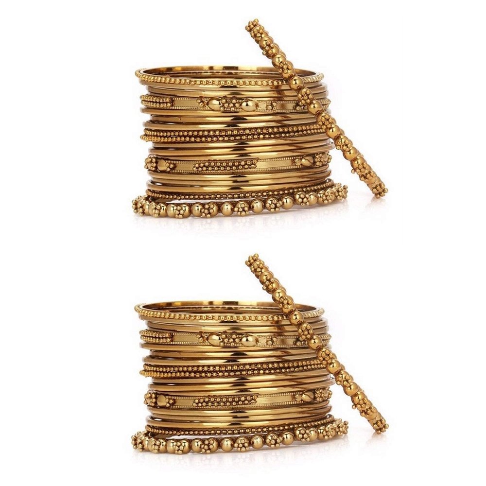 Efulgenz Boho Vintage Antique Ethnic Gypsy Tribal Indian Oxidized Gold Plated Combo Bracelet Bangles Set Jewelry (20 pc Each)