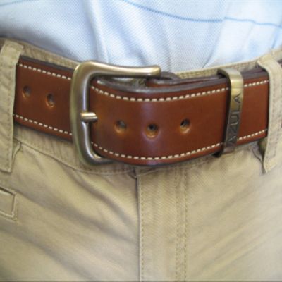 Azula Leather Custom Lined Gun Belt with Brass Buckle Concealed Carry CCW Size 46 TAN