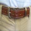 Azula Leather Custom Lined Gun Belt with Brass Buckle Concealed Carry CCW Size 46 TAN view 1