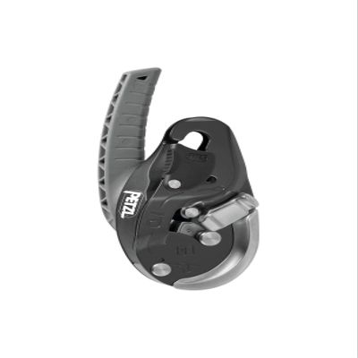 PETZL, I'D Evac Descender Black, Self-braking descender with anti-panic function for lowering from an anchor