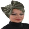 Aisha's Design Instant Turban with Bow for Women, 95% Cotton Head Wrap Hats, Hijab Cap Stylish Design, Army Green view 3