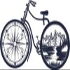 Cool Navy Hand Drawn Alaskan Wilderness Double Exposure Art - Bicycle Bike Round Metal 0.75" Lapel Pin Hat Shirt Pin Tie Tack Pinback view 2