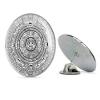 Cool Black and White Ancient Aztec Mayan Stone Icon Cartoon Round Metal 0.75" Lapel Pin Hat Shirt Pin Tie Tack Pinback view 1