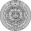 Cool Black and White Ancient Aztec Mayan Stone Icon Cartoon Round Metal 0.75" Lapel Pin Hat Shirt Pin Tie Tack Pinback view 2