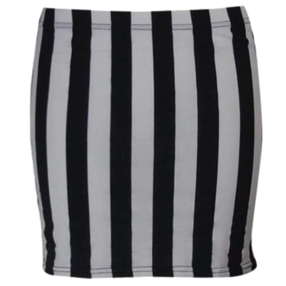 My Choice Stuff Womens Stretchy Elasticated Jersy Bodycon Mini Skirt Ladies Fancy Printed Summer Short Skirt Vertical Stripe Small/Medium